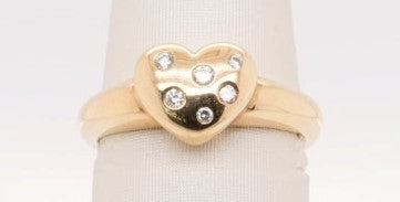 LADIES 18K YG HEART RING