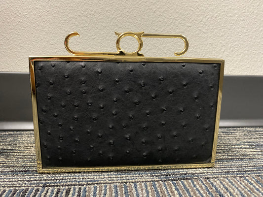 OSTRICH CLUTCH BLACK