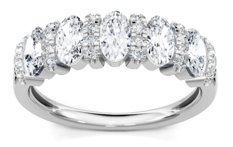 LADIES 14K WG OVAL HALO BAND OVALS 1.25CTW ROUNDS 1/8CTW