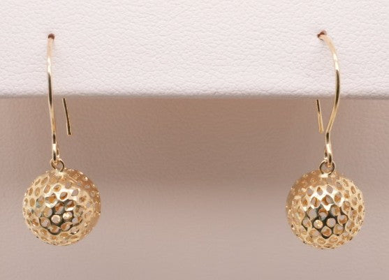 14KY HAMMERED BALL DROP EARRING