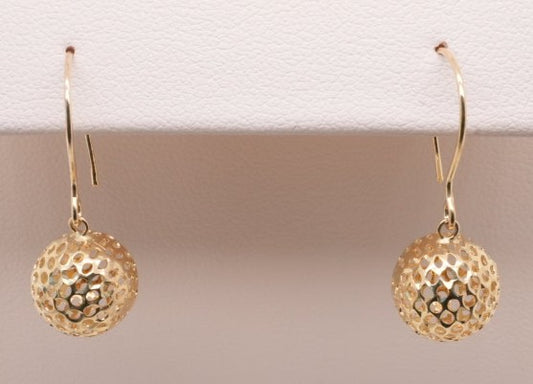 14KY HAMMERED BALL DROP EARRING