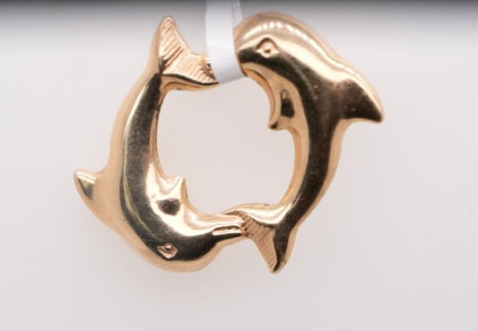 14K YG DOLPHINS CHARM