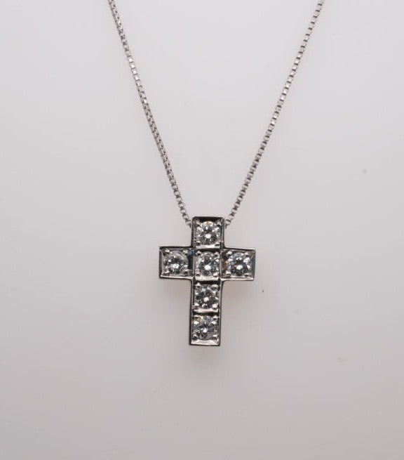 PLATINUM DIAMOND CROSS 1.90CTW 6 STONES 16" BOX CHAIN