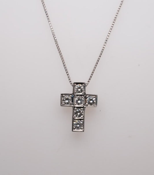 PLATINUM DIAMOND CROSS 1.90CTW 6 STONES 16" BOX CHAIN