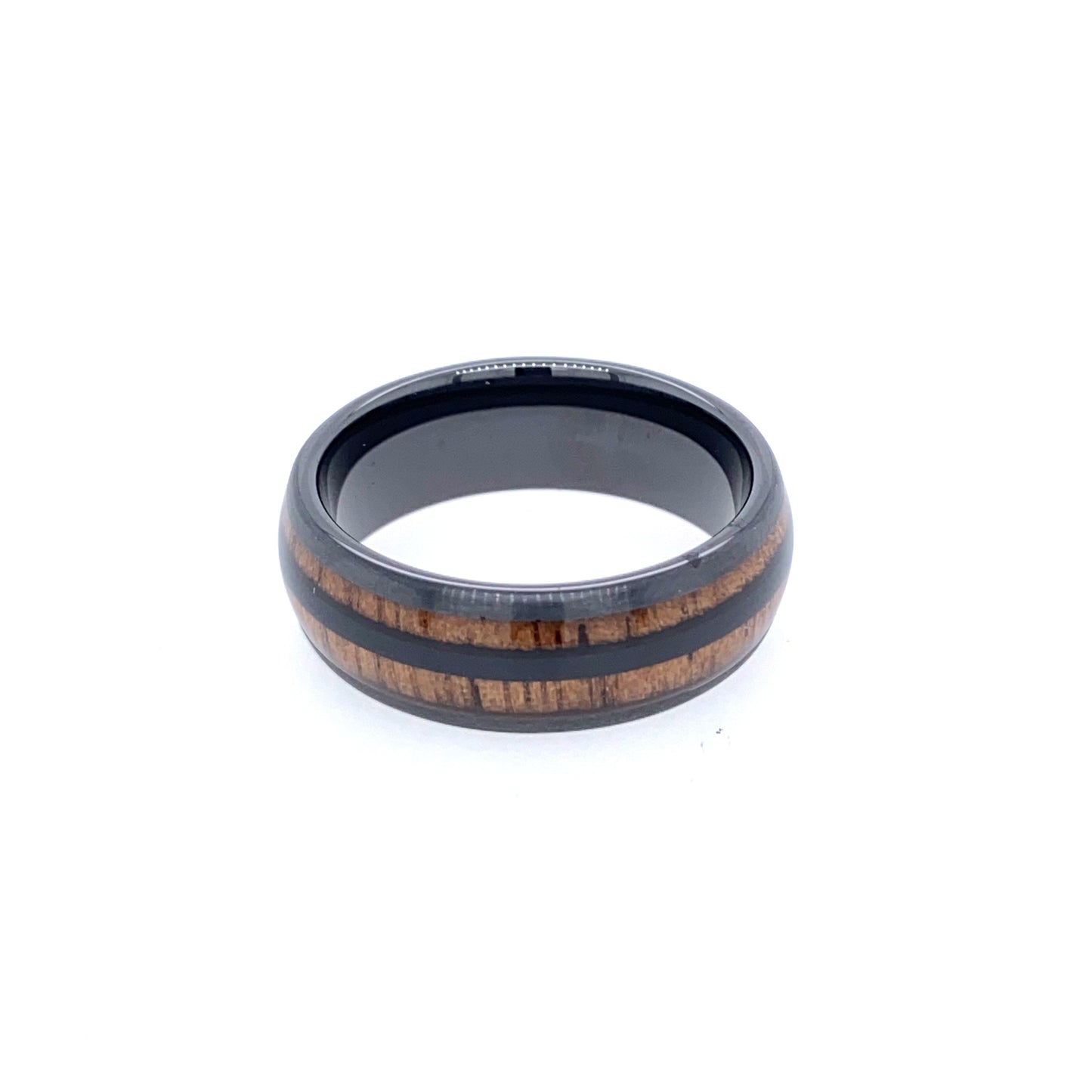CERAMIC 8MM RING INLAID WOOD FROM M1 GARAND STOCK SIZE 10
