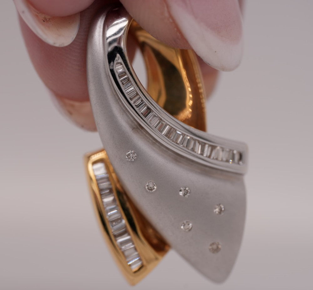 LADIES 14K TT BGT AND RD DIAMOND SLIDE  APX 0.75CTW
