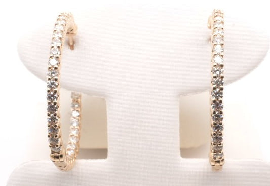 LADIES 14K YG INSIDE OUT DIAMOND HOOPS 2.25CTW