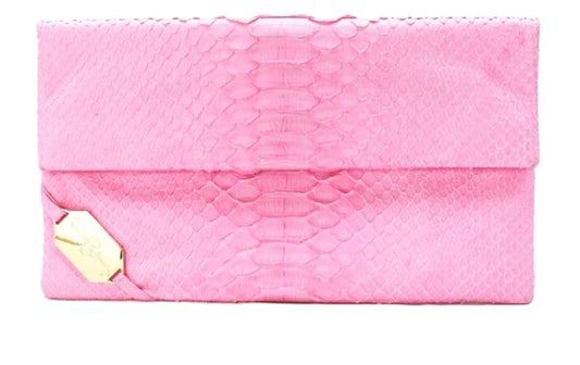 POCKET CLUTCH - PYTHON BUBBLE GUM PINK