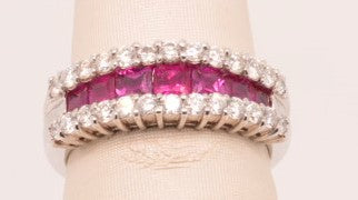 LADIES PLAT RING RUBY 0.98CTW DIAM 0.65CTW