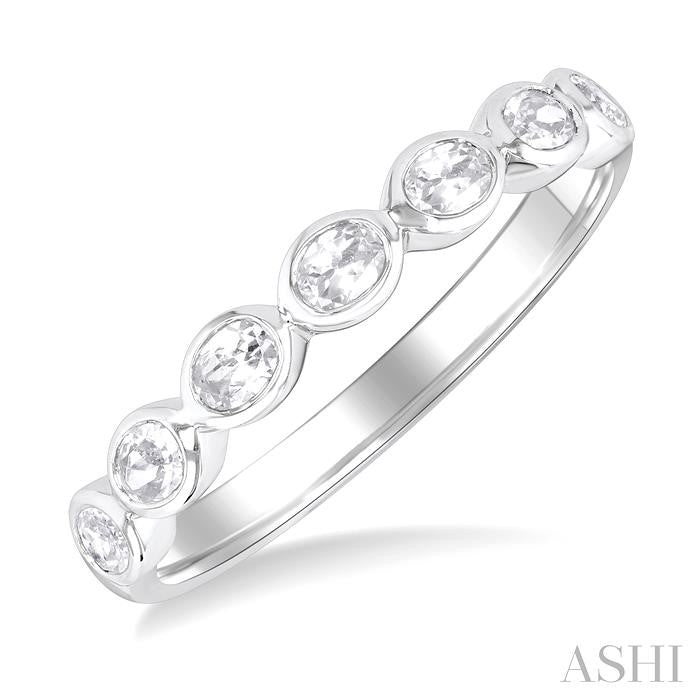 14K WG EAST WEST OVAL SHAPE DIAMOND RING 0.70CTW
