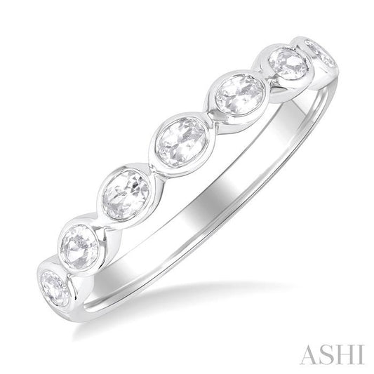 14K WG EAST WEST OVAL SHAPE DIAMOND RING 0.70CTW