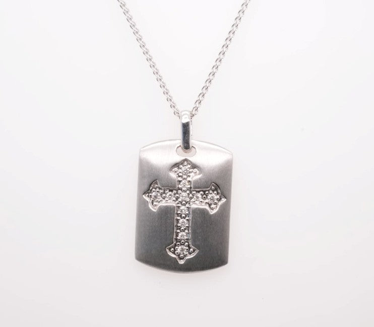 14K WG CROSS  DIAMOND PENDANT