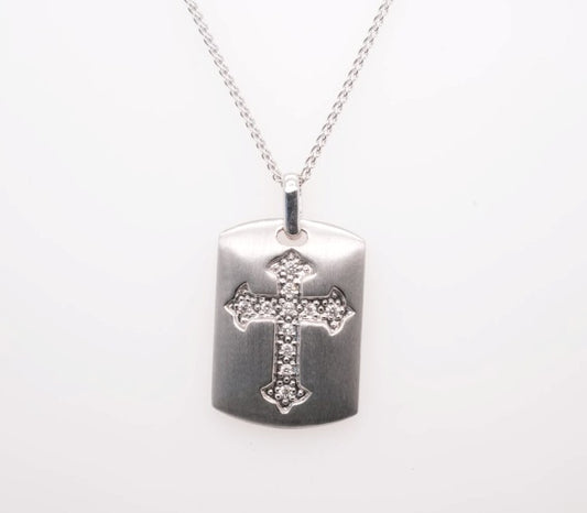 14K WG CROSS  DIAMOND PENDANT