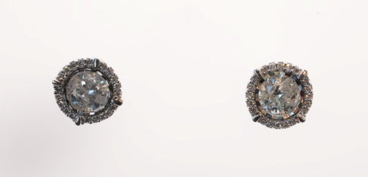 14K WG 1.5 CTW DIAMOND CENTER 5/8*2 CLUSTER EARRING PUSH BACK