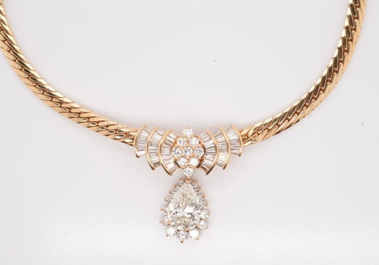 LADIES 18KYG NECKLACE PEAR 3.01CT DIAMONDS 2.31CTW