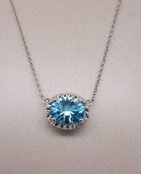 14KWG BLUE TOPAZ NECKLACE BT=2.23CT RD=.02CT