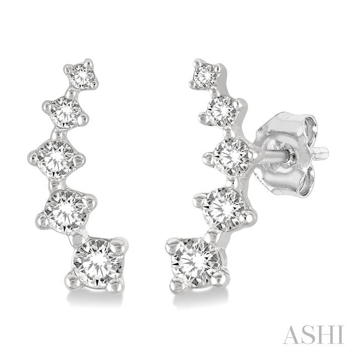 14K WG PETITE CLIMBER EARRINGS 0.10CTW