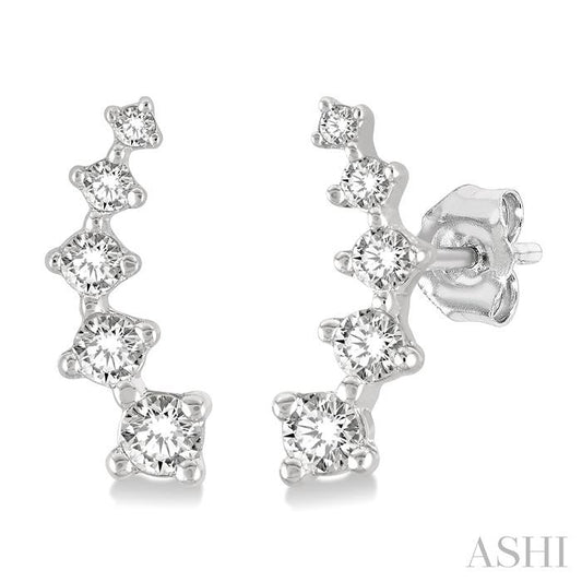 14K WG PETITE CLIMBER EARRINGS 0.10CTW