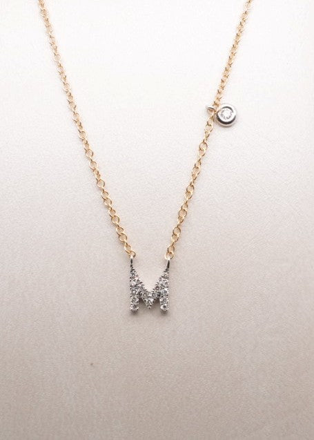 14K YG DIAMOND INTIAL M NECKLACE 0.05CTW