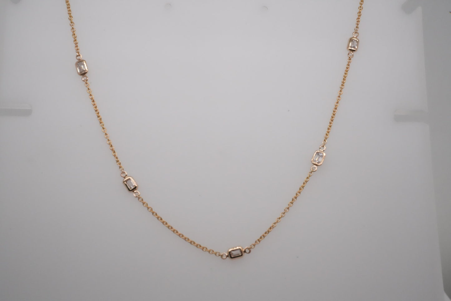14K YG STATION NECKLACE 1.00CTW- EMERALD