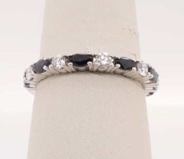 LADIES 14K WG SAPPHIRE & DIAMOND BAND