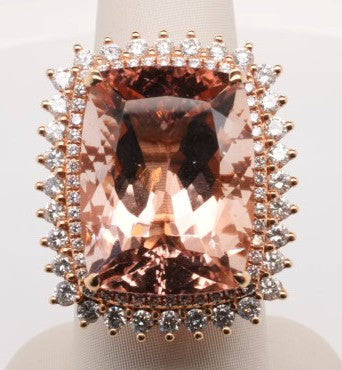 18KR 1.91 CT DIAMOND 22.00 CT MORGANITE RING