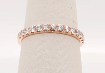 14K RG 0.5 CTW WEDDING BAND 14 STONES COMFORT FIT