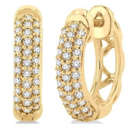 10K YELLOW GOLD PAVE HUGGIES PETITE DIAMONDS 0.25CTW