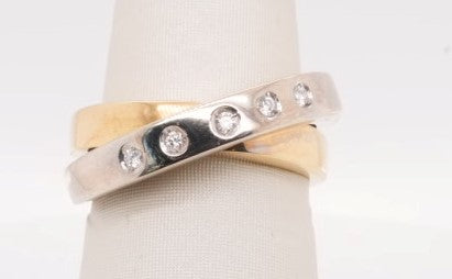 LADIES 14K TT CROSS OVER BAND