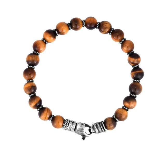 SILVER PHILIP GAVRIEL TIGERS EYE BRACELET 8.25"