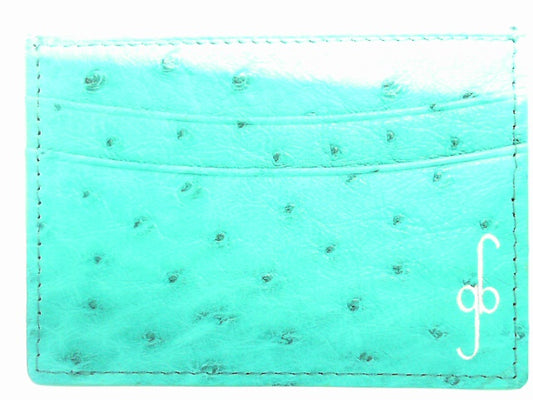 CARD CASE- OSTRICH MINT GREEN