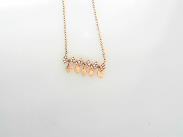 LADIES 14KRG FASHION NECKLACE D=0.07CTW