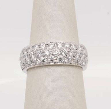 PLATINUM SHARED PRONG DIAMOND BAND 3 ROWS 1.50CTW SI1/GH