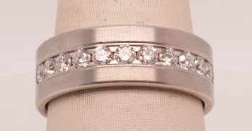 GTS 14K WG 8MM 12 DIAMOND BAND 0.96CTW SIZE 10