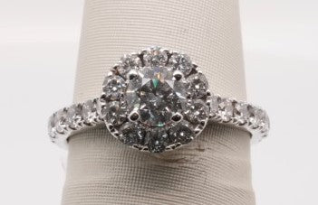 14KWG ENGAGEMENT RING WITH 0.50CT CENTER H/SI2 1CTW HALO