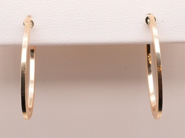 14K YELLOW GOLD CONCENTRIC OVAL HOOP EARRING