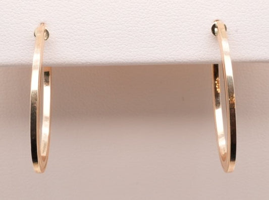 14K YELLOW GOLD CONCENTRIC OVAL HOOP EARRING