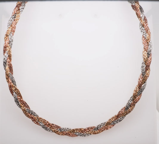 LADIES 14K TRI-COLOR NECKLACE