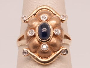 14KY .16 CT DIAMOND .50 SAPPHIRE RING