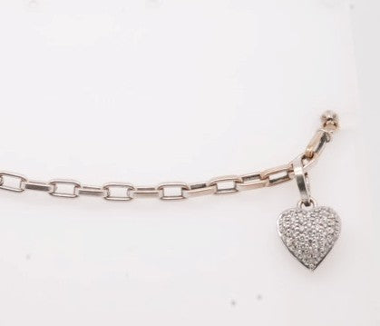 ESTATE LADIES 18K WG ROBERTO COIN DIAMOND HEART BRACELET