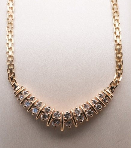 LADIES 14K YG DIAMOND NECKLACE APX 1.00CTW