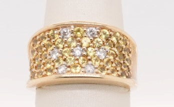 LADIES 14KY DIAMOND & YELLOW SAPPHIRE BAND