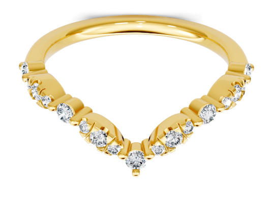 14KY 1/4CTW ALTERNATING DIA CONTOUR BAND