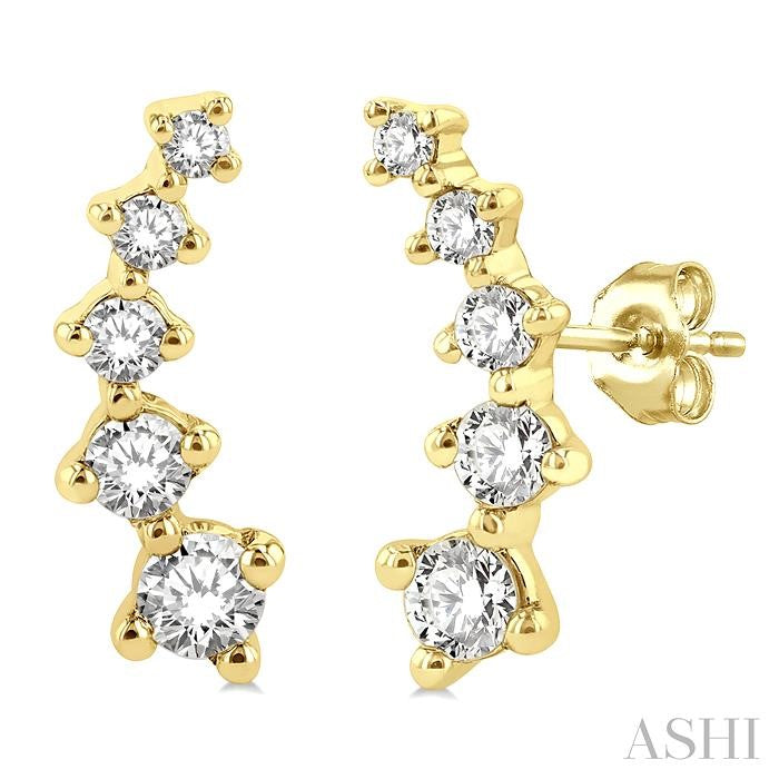 14K YG PETITE CLIMBER EARRINGS 0.25CTW