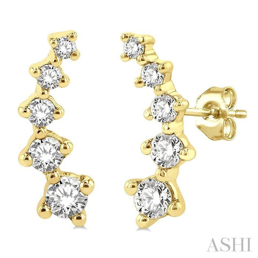 14K YG PETITE CLIMBER EARRINGS 0.25CTW