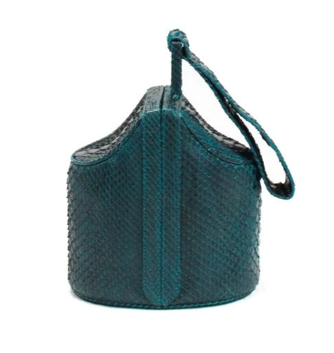 COCKTAIL CLUTCH - PYTHON TEAL