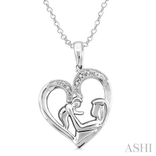 SILVER .02CTW MOTHER  NECKLACE