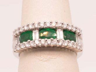 LADIES PLAT RING EMERALD 0.99CTW DIAM 0.71CTW