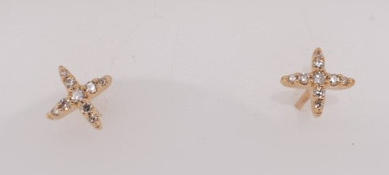 14K YG PETITE X EARRINGS 0.10CTW