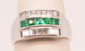 LADIES PLAT RING EMERALD 00.54CTW DIAM 0.80CTW